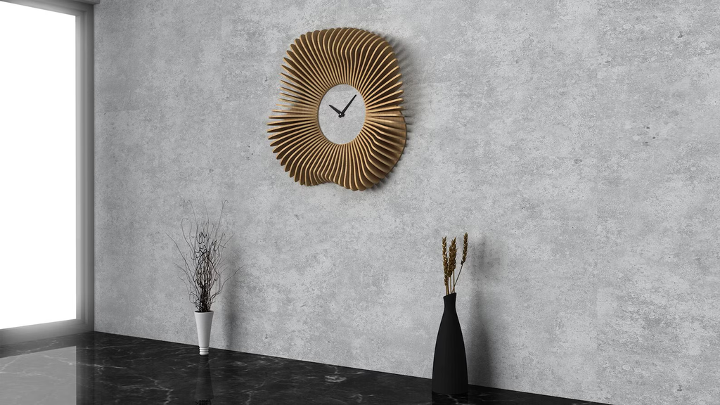 Parametric Wavy Wooden Wall Decor 64 / Clock Design / Digital files for CNC cutting