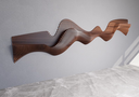Parametric Wavy Wooden Wall shelf Face in Waves