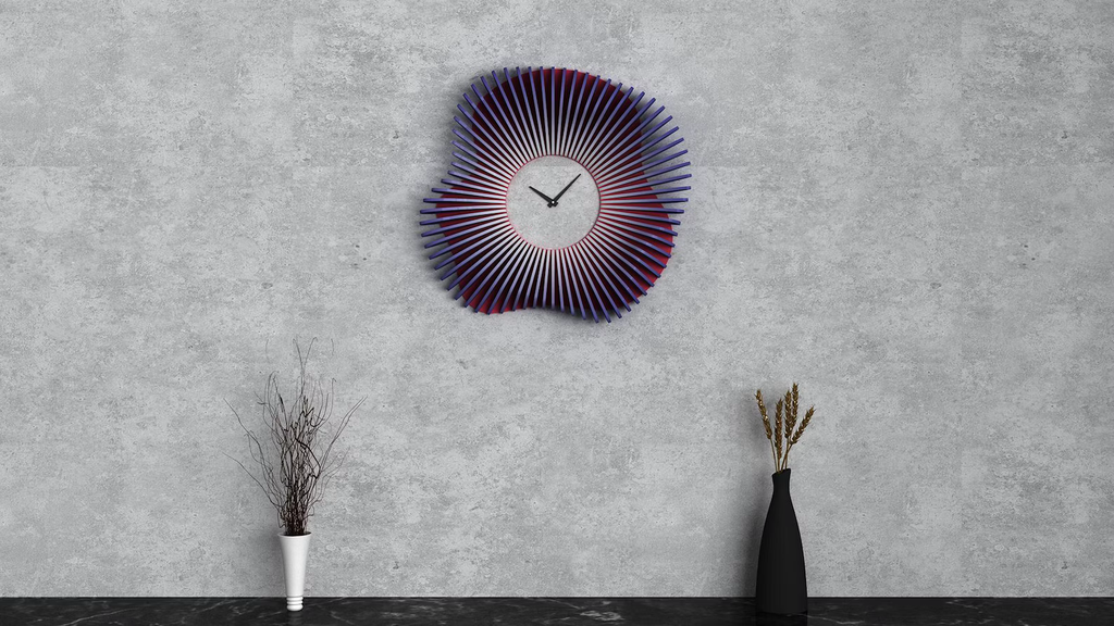 Parametric Wavy Wooden Wall Decor 64 / Clock Design / Digital files for CNC cutting