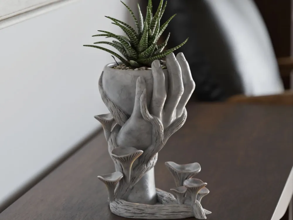 Mushroom hand vase