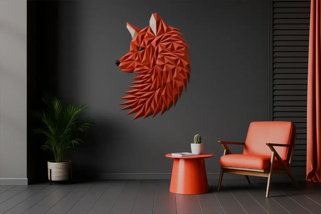 Geometric Wolf/fox head wall art (multiparts) 