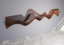 Parametric Wavy Wooden Wall shelf Face in Waves