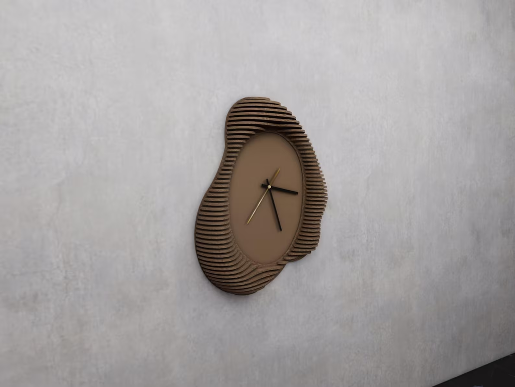 Parametric Wavy Wooden Clock Design | CNC Cutting File