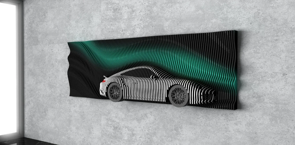 Parametric Wavy Wooden Wall Decor 58 / Car Model Wall Decor Design / Digital files for CNC cutting machines - *Premium Project*