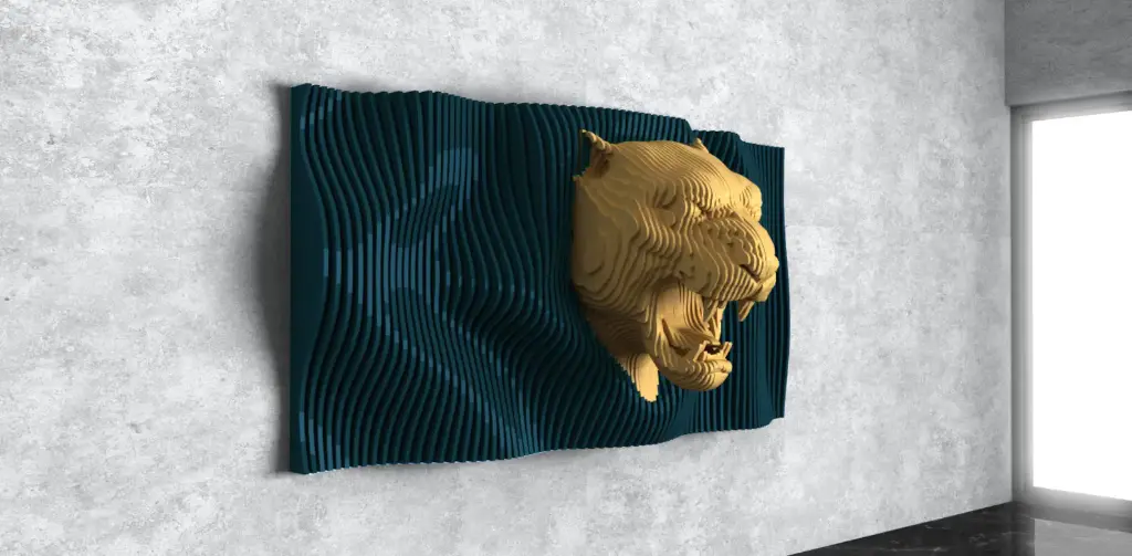 Parametric Wavy Wooden Wall Decor 59 / Jaguar Model Wall Decor Design / Digital files for CNC cutting machines -*Premium Project*