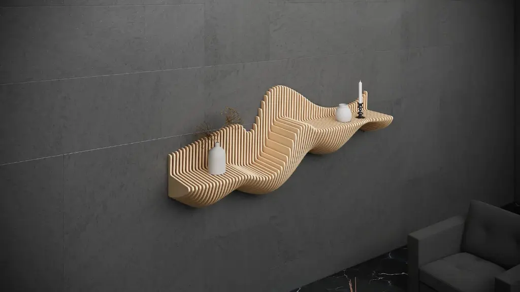 Parametric Wall Art Wavy Wooden Shelf Decor & Modern Furniture Design - 3D Printed Cutting Machine File 