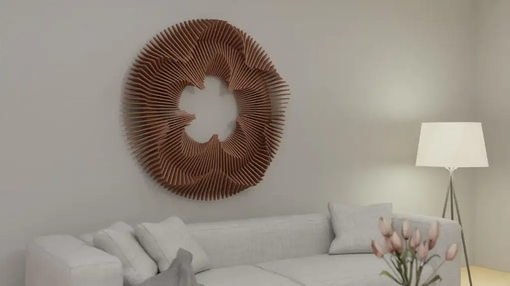 Parametric round Wall panel star wave Design for Home Office and interiors digital download DXF files vector template. 