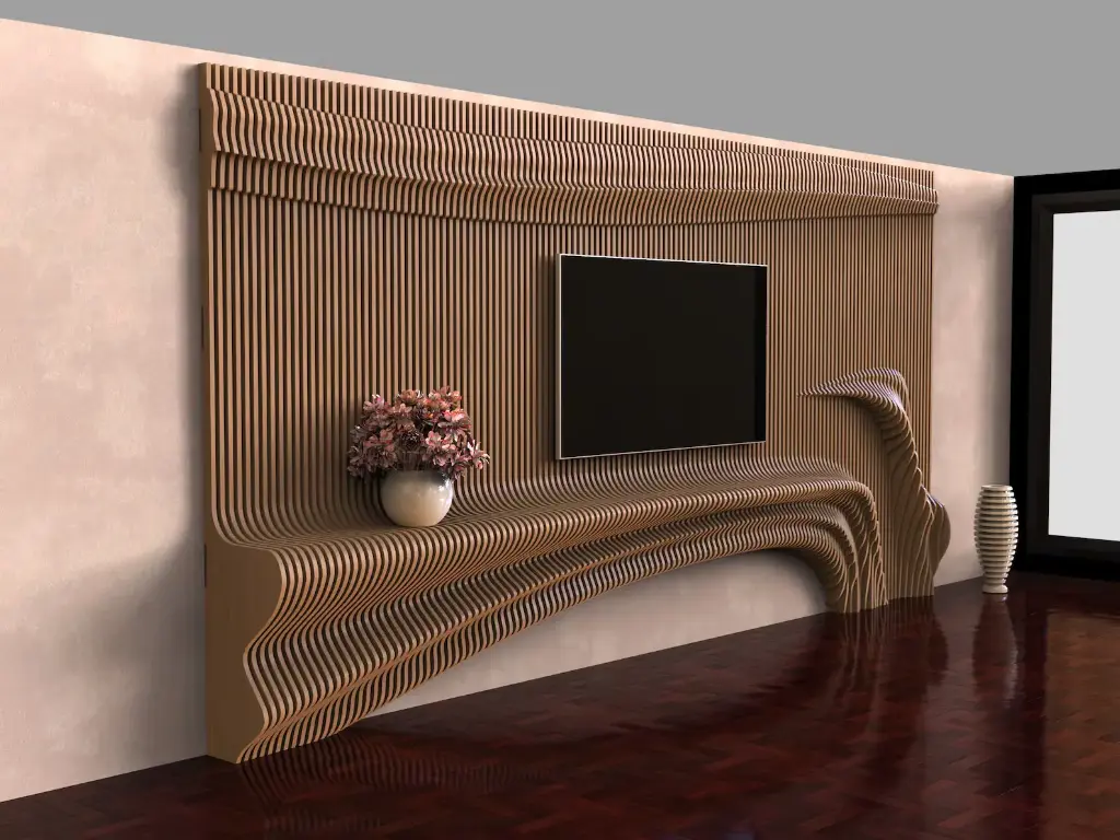 Parametric Wooden Wall Decor TV004 /TV unit/ CNC files for cutting
