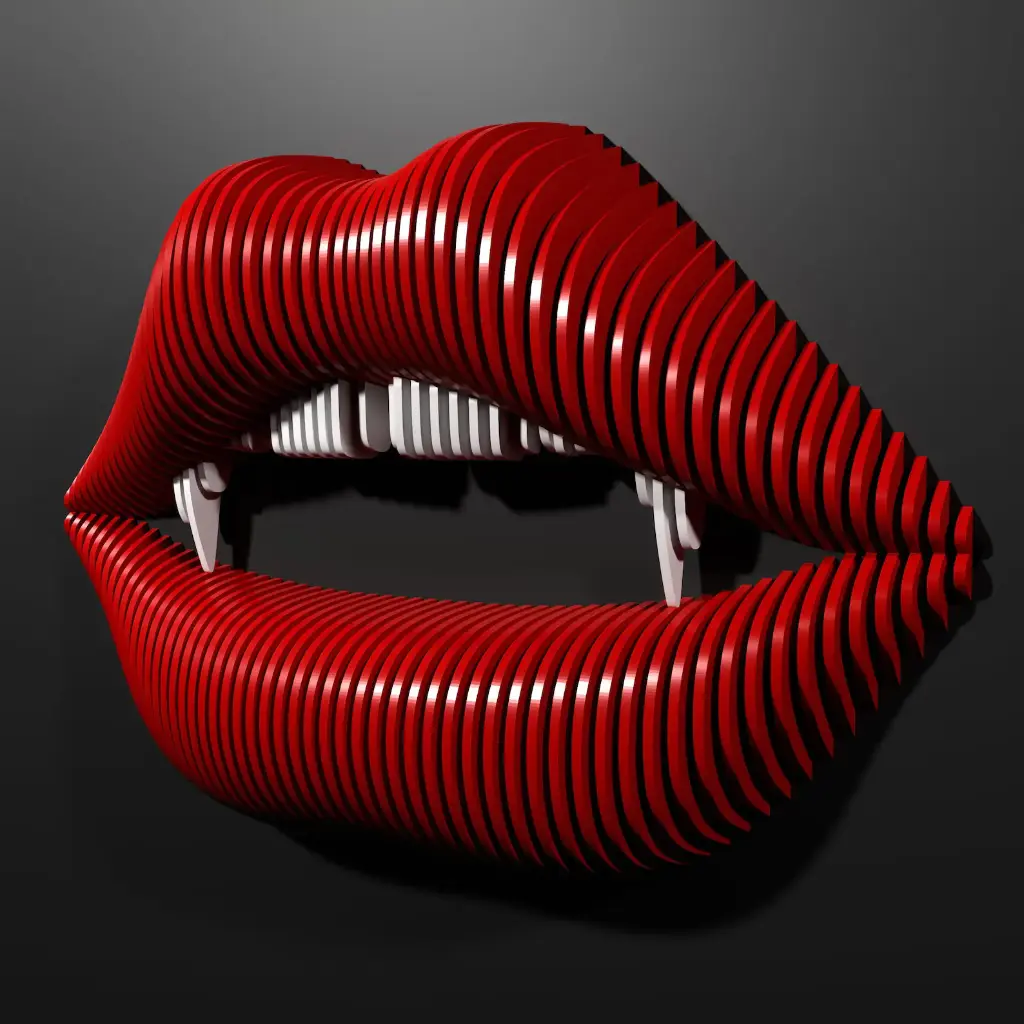 Parametric wall art VAMPIRE LIPS CNC cutting file 
