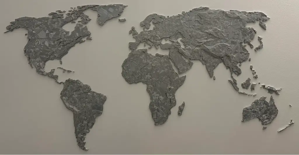 World map with elevation 