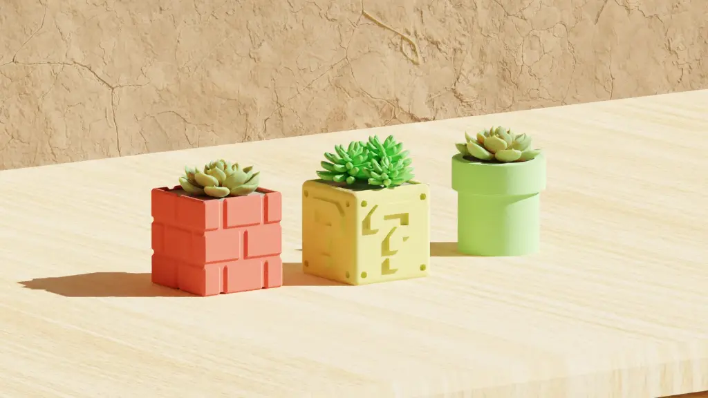 Super Mario Bros Pot Plants - Pipe, Brick Block & Question Block