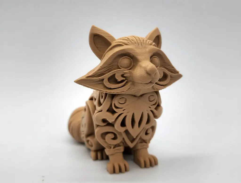 Wood-Carved Cute Raccoon 