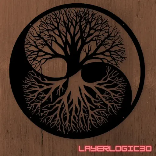 [Tree Of Life Yin and Yang Wall Art ] عمل جداري فاخر