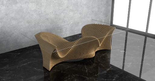 [Parametric Table Wavy Wooden] طاولة تنفيذية بتصميم مودرن