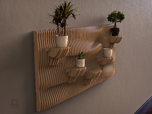[Parametric Wavy Wooden Wall Shelf] رف جداري خشبي بارامتري 