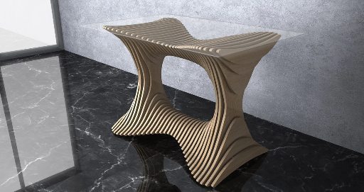 [Parametric Wavy Wooden Furniture 18 - Table Design / CNC files for cutting] Parametric Wavy Wooden Furniture 18 - Table Design / CNC files for cutting