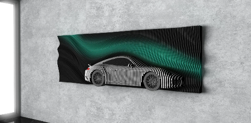 [Parametric Wavy Wooden Wall Decor 58 / Car Model Wall Decor Design / Digital files for CNC cutting machines - *Premium Project*] لوحة جدارية فنية