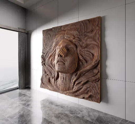 [Parametric Wall Sculpture Decor Mermaid Wavy Wooden Wall Decor svg dxf eps png / Cut Files / CNC files for cutting |#33|] تحفة حورية الموج الفاخرة 