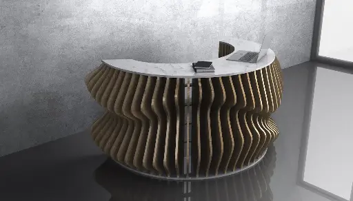 Parametric Wavy Wooden Furniture 11 - Office Entry Desk / CNC files for cutting 
