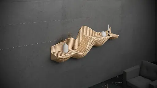 [Parametric Wall Art Wavy Wooden Shelf Decor & Modern Furniture Design - 3D Printed Cutting Machine File] Parametric Wall Art Wavy Wooden Shelf Decor & Modern Furniture Design - 3D Printed Cutting Machine File