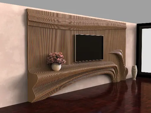 Parametric Wooden Wall Decor TV004 /TV unit/ CNC files for cutting 