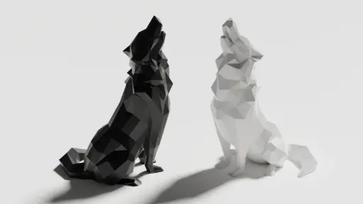 [Low Poly Howling Wolf 2.0 (Decoration)(No Supports!) FIXED] تصميم ذئب معبر