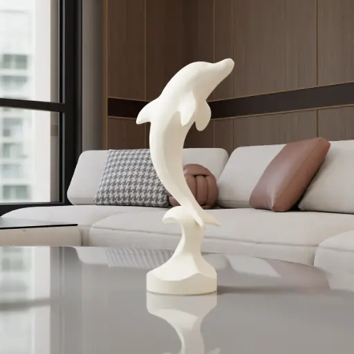 Minimalist "Dolphin on Wave" Statue