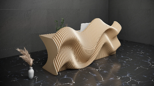 [Etsy -- Parametric Art Wooden · Wavy Wooden Furniture · 3D Print CNC Router Cutting File · Parametric Office Desk] Parametric Wooden Office Desk